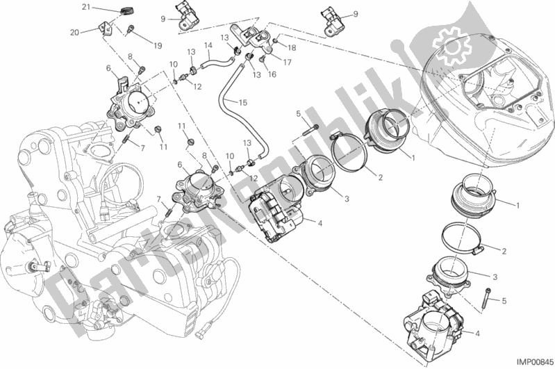 Toutes les pièces pour le Corps De Papillon du Ducati Hypermotard USA 821 2013